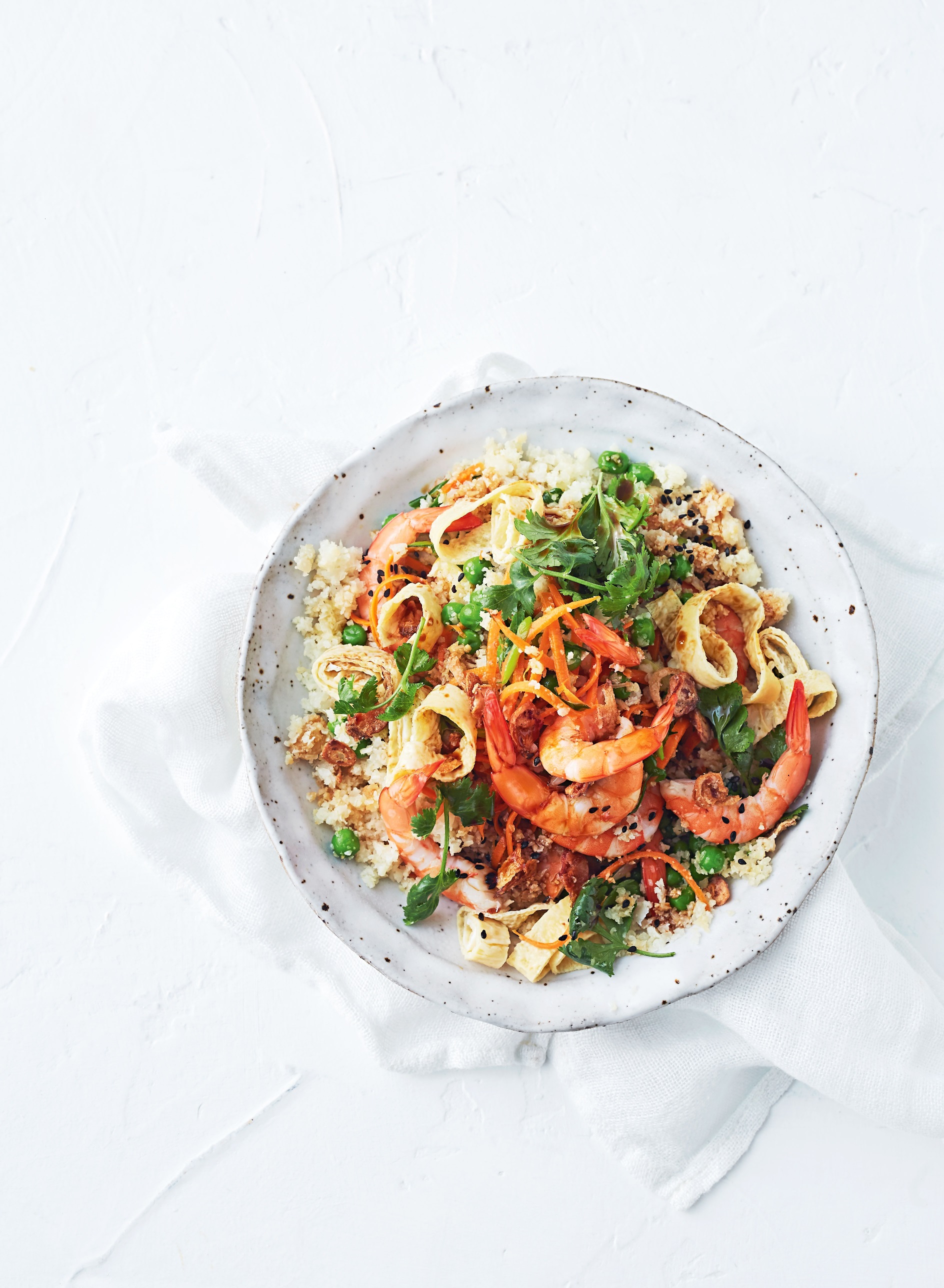 CAULIFLOWER FRIED RICE WITH PRAWNS